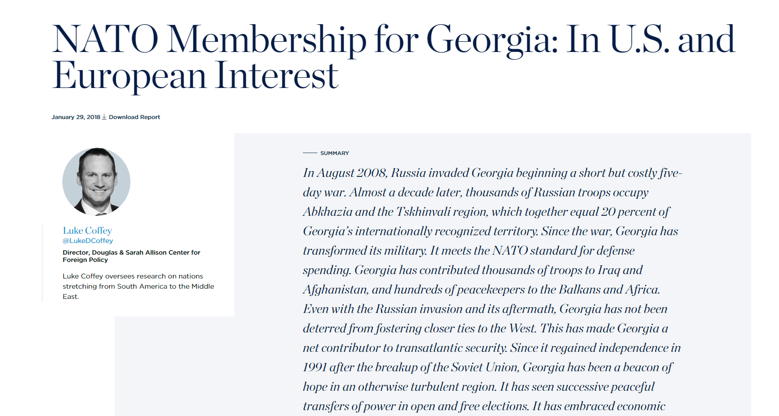 Heritage Foundation политика 2008, featured, Heritage Foundation, MAP, Абхазия, аннексия, война, Грузия, Люк Коффи, НАТО, оккупация, ПДЧ, Россия, Цхинвальский регион, Южная Осетия