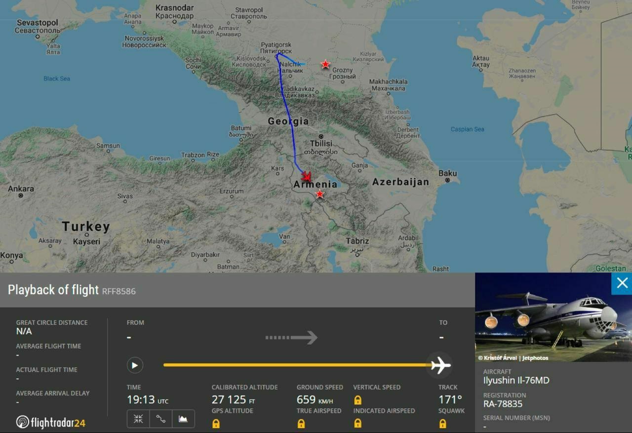 photo 2020 11 11 01 17 18 новости Flyradar, Грузия, Грузия-Россия, Ил-76, карабахская война, миротворцы, Нагорный Карабах