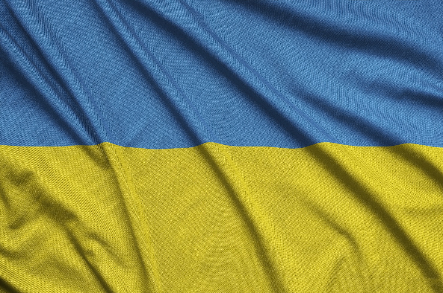 ukraine flag is depicted on a sports cloth fabric KZ3HURJ новости новости