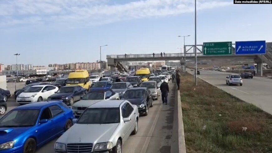 Rustavi road trafficjam акция протеста акция протеста