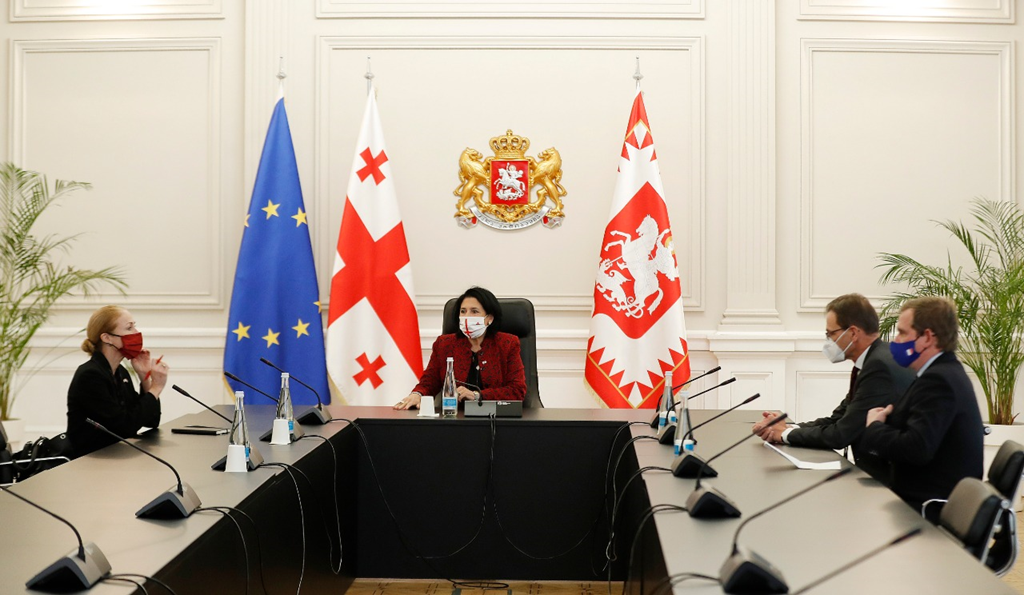 salome zurabishvili with ambassadors новости германия, Диего Колас, Келли Дэгнан, кризис Мечты, Саломе Зурабишвили, сша, Франция, Хуберт Книрш