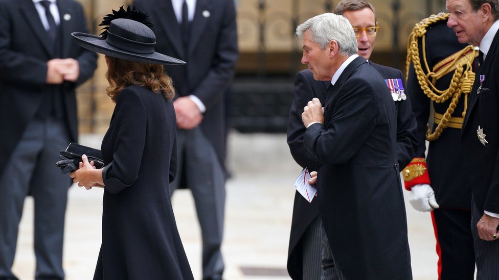 Carole Middleton and Michael Middleton arriving at the State Funeral of Queen Elizabeth II