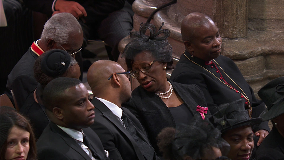 Bishop of Dover, Rose Hudson-Wilkin (on the right), inside Westminster Abbey