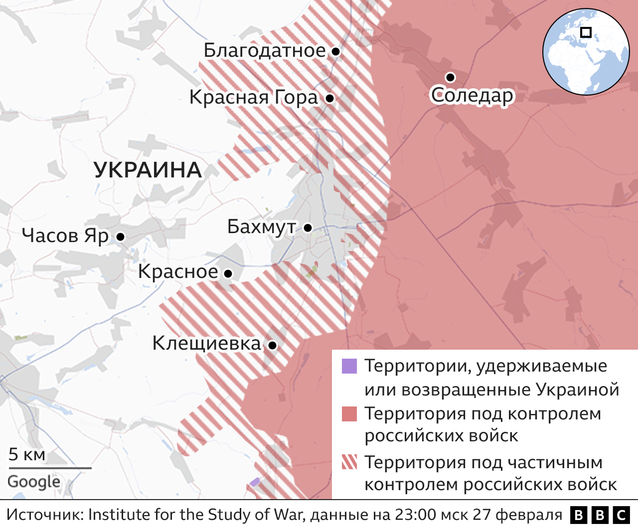 Карта Бахмута