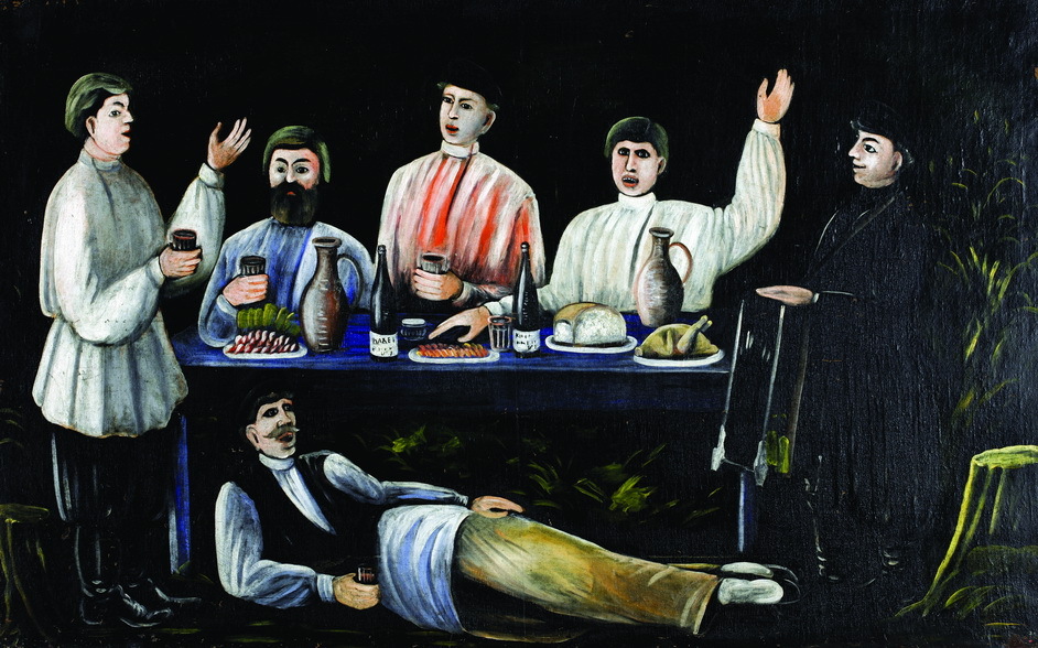 04 niko pirosmani. molokani carousing. 1905. oil on oilcloth. 112x179 5 1 общество featured, Грузия-Россия, духоборы