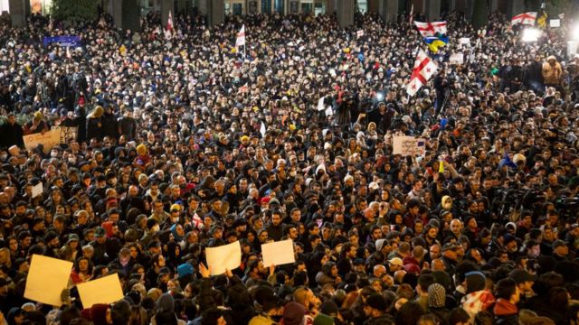 Акция против т.н. закона об иноагентах в Тбилиси. 8 марта, 2023 год