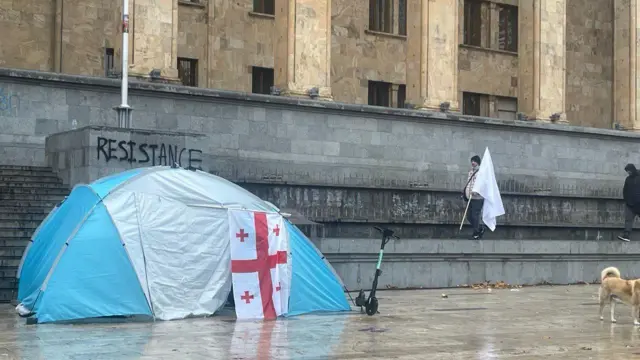 Палатка у здания парламента в Тбилиси