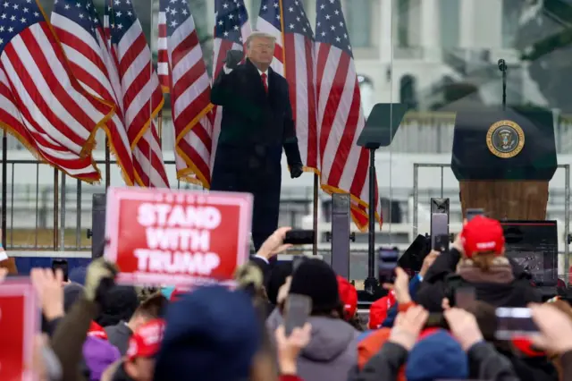 Трамп на митинге своих сторонников в Вашингтоне 6 января 2021 года