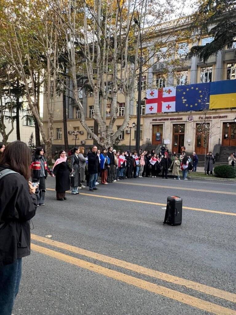 photo 2024 11 19 15 45 30 новости акция протеста в тбилиси, оппозиция Грузии, проспект Меликишвили, студенты, Университет Илии