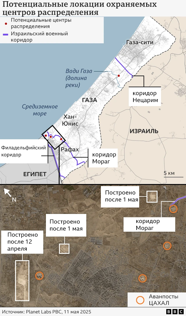 Израиль и США разработали новую систему поставок гуманитарной помощи в Газу. ООН против, в то время как угроза голода в секторе достигла пика 2 Карта
