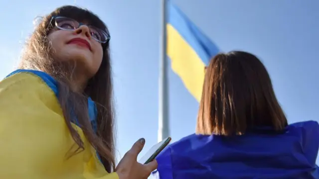 Церемония по случаю Дня Государственного флага в Краматорске. Украина ежегодно отмечает День Государственного флага 23 августа.