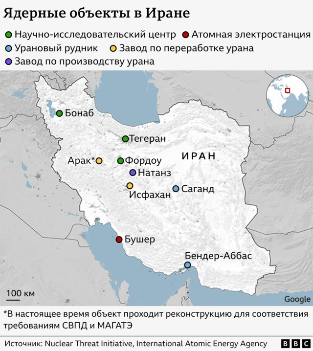 Главное об атаке Израиля на Иран: кто убит, что за цели и какие последствия 3 Карта ядерных объектов Ирана.