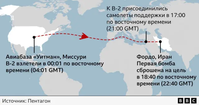 Отвлекающие маневры и семь бомбардировщиков B-2: как США били по ядерным объектам Ирана и к чему это привело 2 Схема полета