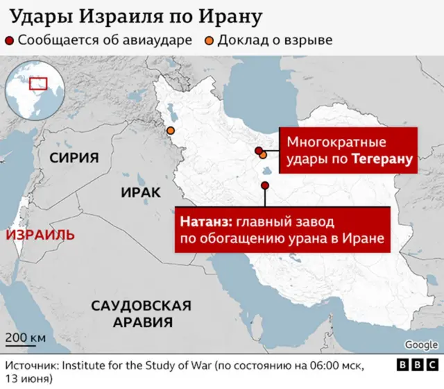 Главное об атаке Израиля на Иран: кто убит, что за цели и какие последствия 4 Карта ударов Израиля по Ирану.