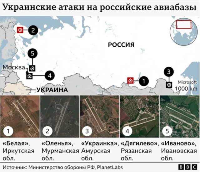 Украинские атаки — карта