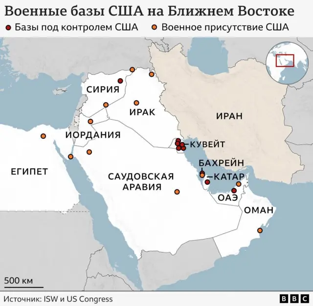 США нанесли удары по Ирану. Как реагируют в арабских странах и мире 3 карта