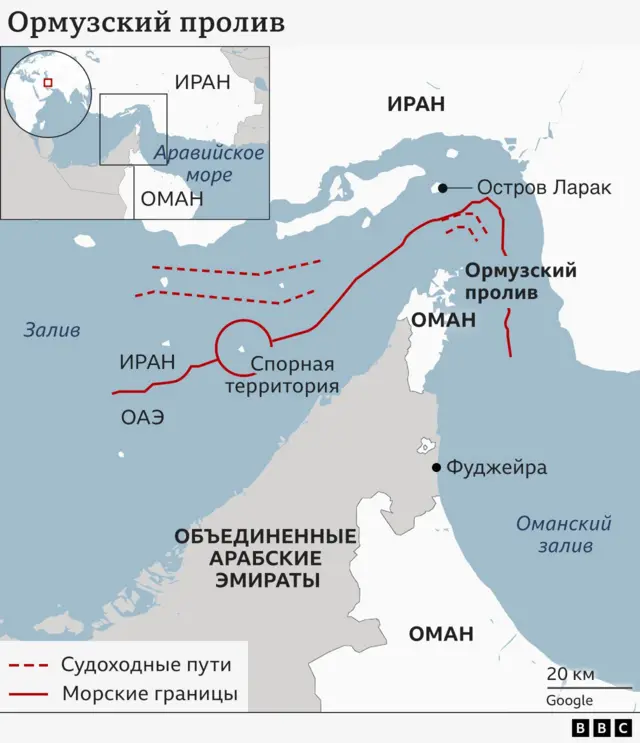 Чем важен Ормузский пролив? Может ли Иран его перекрыть? Кто от этого больше пострадает? 3 Карта Ормузского пролива
