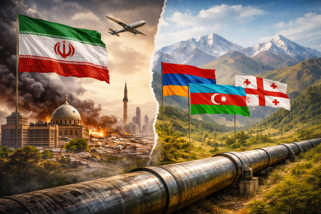 chatgpt image 5 mar. 2026 g. 22 12 44 политика featured, Азербайджан, Армения, Баку-Тбилиси-Джейхан, война в Иране, Грузия-Иран, иран, Южный Кавказ