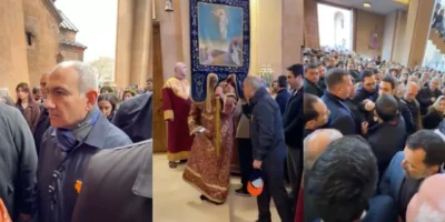 Трое арестованы за попытку ударить Пашиняна в церкви 6 nikol pashinyan 1 общество OC Media, Гарегин II, Гарегин Второй, Никол Пашинян, пощечина Пашиняну