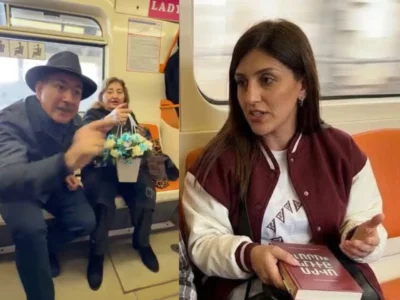 Пашинян назвал армянских беженцев из Нагорного Карабаха «беглецами» в ходе спора в метро 2 nikol pashinyan and armine mosiyan новости OC Media, Армине Мосиян, Никол Пашинян