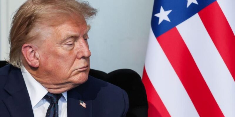 US President Donald Trump attends a bilateral meeting with French President Emmanuel Macron