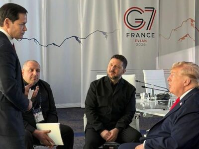 Главное на саммите G7: Трамп допустил возвращение санкций на российскую нефть; Зеленский позвал Путина на встречу в США 2 Во встрече принимали участие госсекретарь США Марко Рубио, глава Совета национальной безопасности и обороны Украины Рустем Умеров, Владимир Зеленский и Дональд Трамп