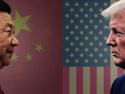 Торговая война, тикток и Тайвань: история борьбы США и Китая 7 Си Цзиньпин и Дональд Трамп на фоне китайского и американского флагов.